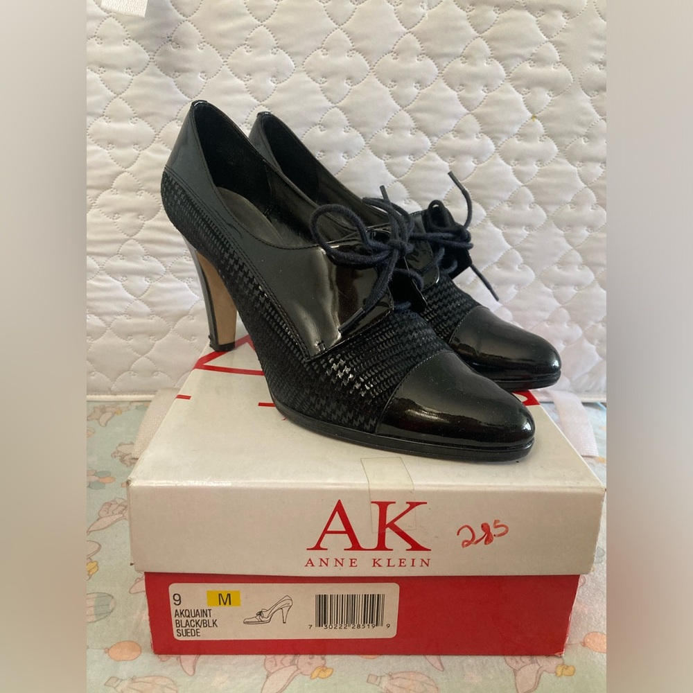 ALFANI Black Lace Up Oxford Wing Tipped Stiletto High Heels